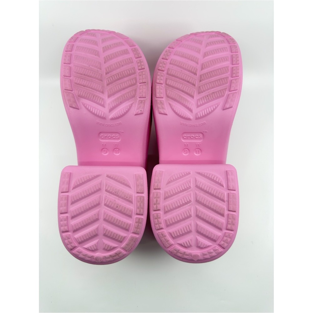 Crocs Siren Clog Women Size 11 Pink Puffy Bow Platform Heel Slip On Shoes - Picture 10 of 12